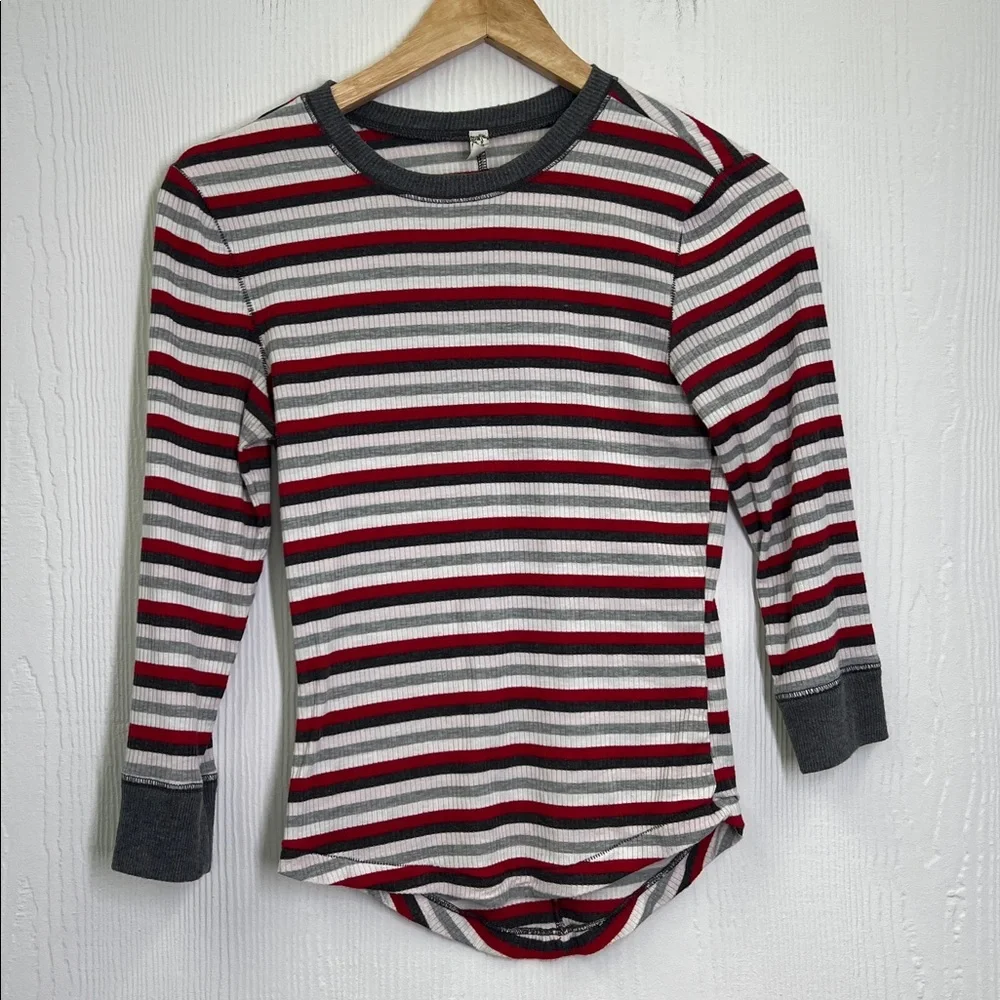 Free People - Good On You Striped Thermal Rose Quarter Sleeve Top Size Small - Picture 8 of 10